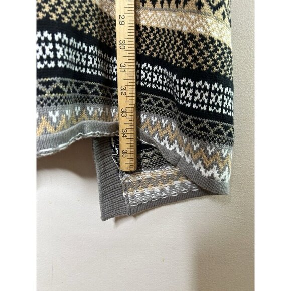 Jones Studio Sweater Cardigan Open Front Long Sleeve Brown White Size Medium - Picture 8 of 11